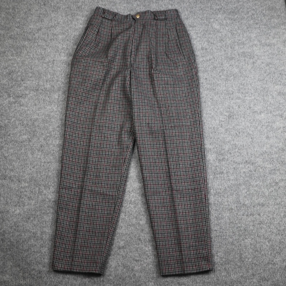Vintage Fundamental Things Pants Womens‎ 10P Gray Wool Plaid Pleated Trousers